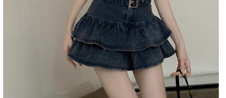 Chân Váy Bò Bèo Nhún Phong Cách Hot Girl Váy Ngắn Chữ A Tôn Dáng Gầy Cạp Cao Mùa Hè Cho Nữ Váy Thiết Kế Thích Hợp Sành Điệu