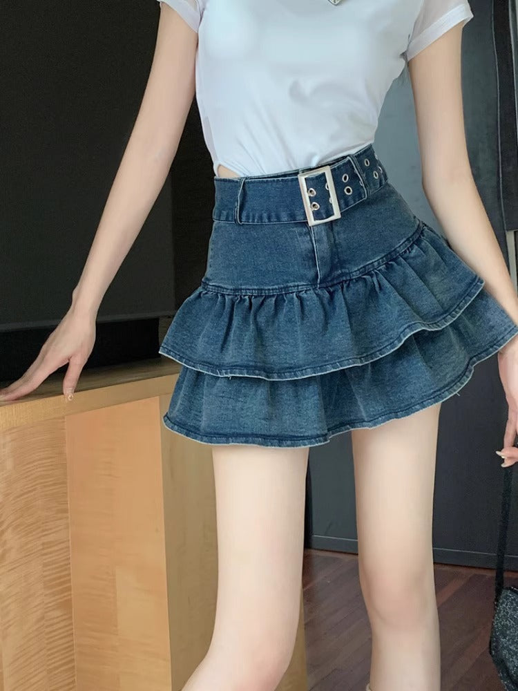 Chân Váy Bò Bèo Nhún Phong Cách Hot Girl Váy Ngắn Chữ A Tôn Dáng Gầy Cạp Cao Mùa Hè Cho Nữ Váy Thiết Kế Thích Hợp Sành Điệu