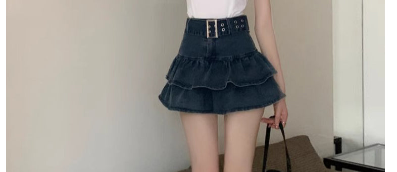 Chân Váy Bò Bèo Nhún Phong Cách Hot Girl Váy Ngắn Chữ A Tôn Dáng Gầy Cạp Cao Mùa Hè Cho Nữ Váy Thiết Kế Thích Hợp Sành Điệu