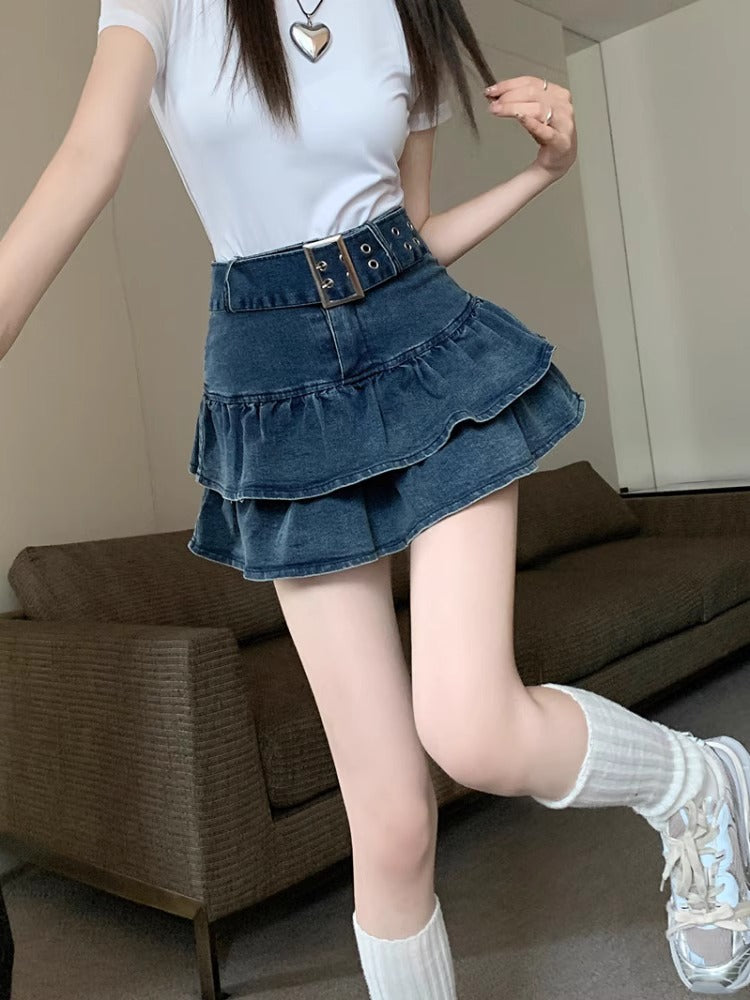 Chân Váy Bò Bèo Nhún Phong Cách Hot Girl Váy Ngắn Chữ A Tôn Dáng Gầy Cạp Cao Mùa Hè Cho Nữ Váy Thiết Kế Thích Hợp Sành Điệu