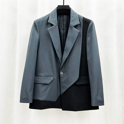 Bộ Vest Kẻ Sọc Ghép Cảm Giác Cao Cấp Thời Trang Hàn Quốc Bộ Vest Nam Rộng Rãi Bộ Hai Chiếc