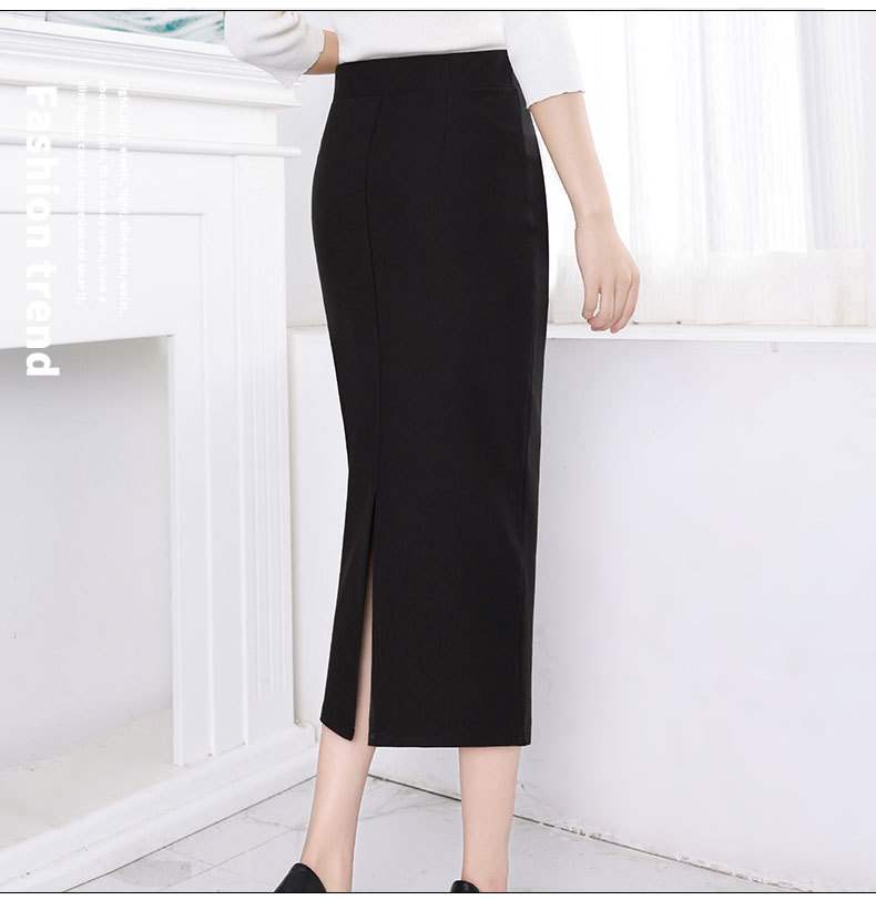 Váy Ôm Hông Mùa Xuân Váy Đen Nữ Tôn Dáng Cạp Cao Co Giãn Chân Váy Một Bước Xẻ Sau Váy Công Sở Xuân Thu Váy Dài OL
